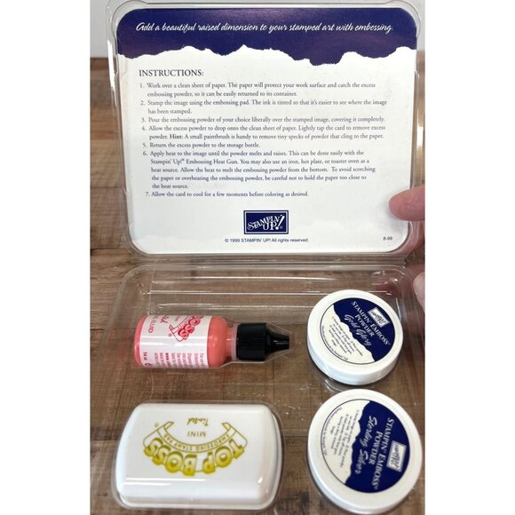 Stampin Up! Embossing Kit With Sterling Silver Gold Glory Powders Top Boss Pad - Picture 2 of 4